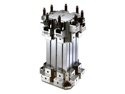 Special 4-position vertical support with modular clamping elements